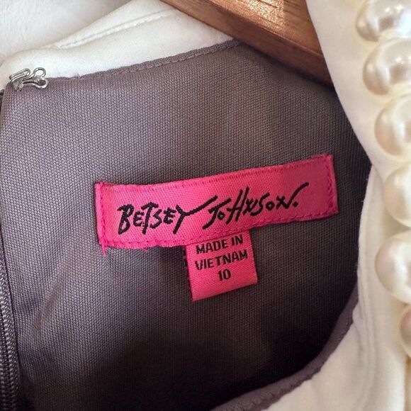 Betsey Johnson Grey Pearl Collar Sleeveless Dress Size 10 - Picture 7 of 8